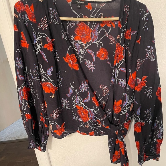 Madewell Silk Floral Wrapped Blouse Top | Size Large | Great Condition - Picture 2 of 5